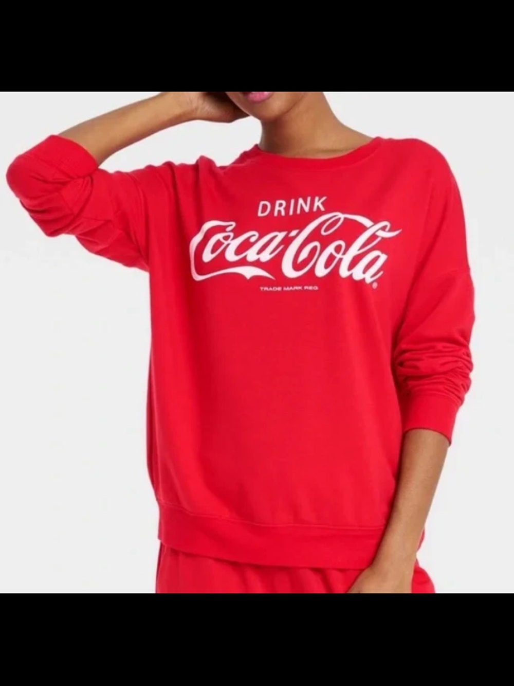 Coca Cola Red Graphic Crewneck Sweatshirt for Women soft warm thin bold